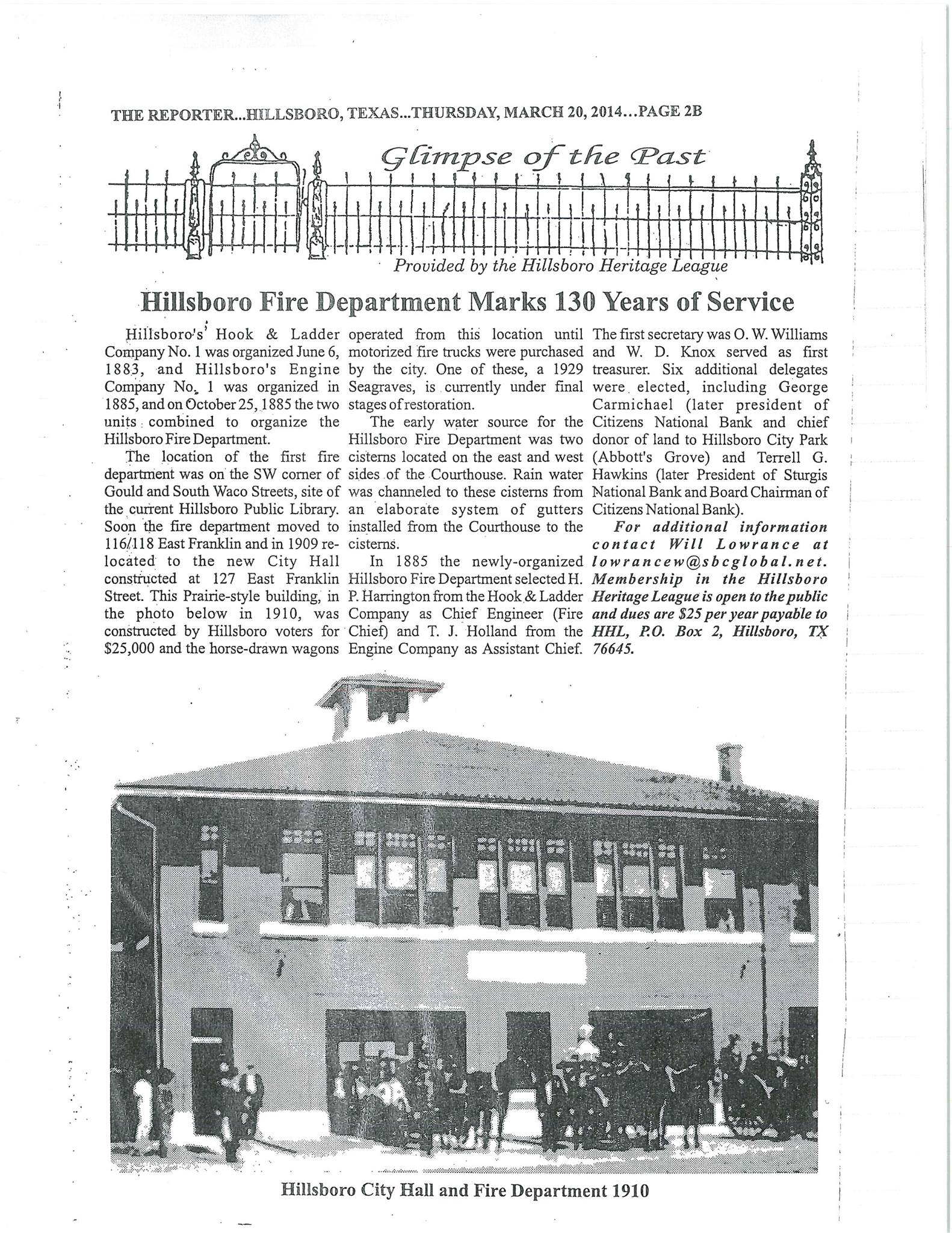 Hillsboro Fire Department history